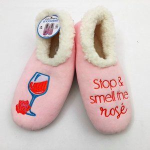 NWT Snoozies Women's Stop & Smell the Rose Slippers Medium 7/8 Pink